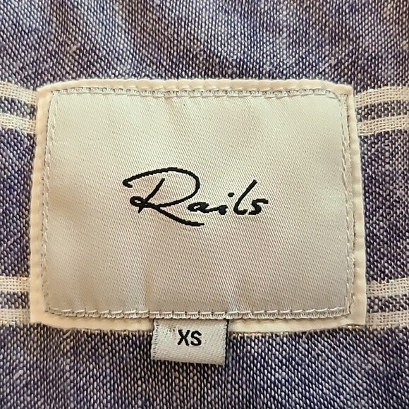 Rails Sydney Collared Artic Stripe Linnen Button Down Blouse Size XS - Picture 8 of 16